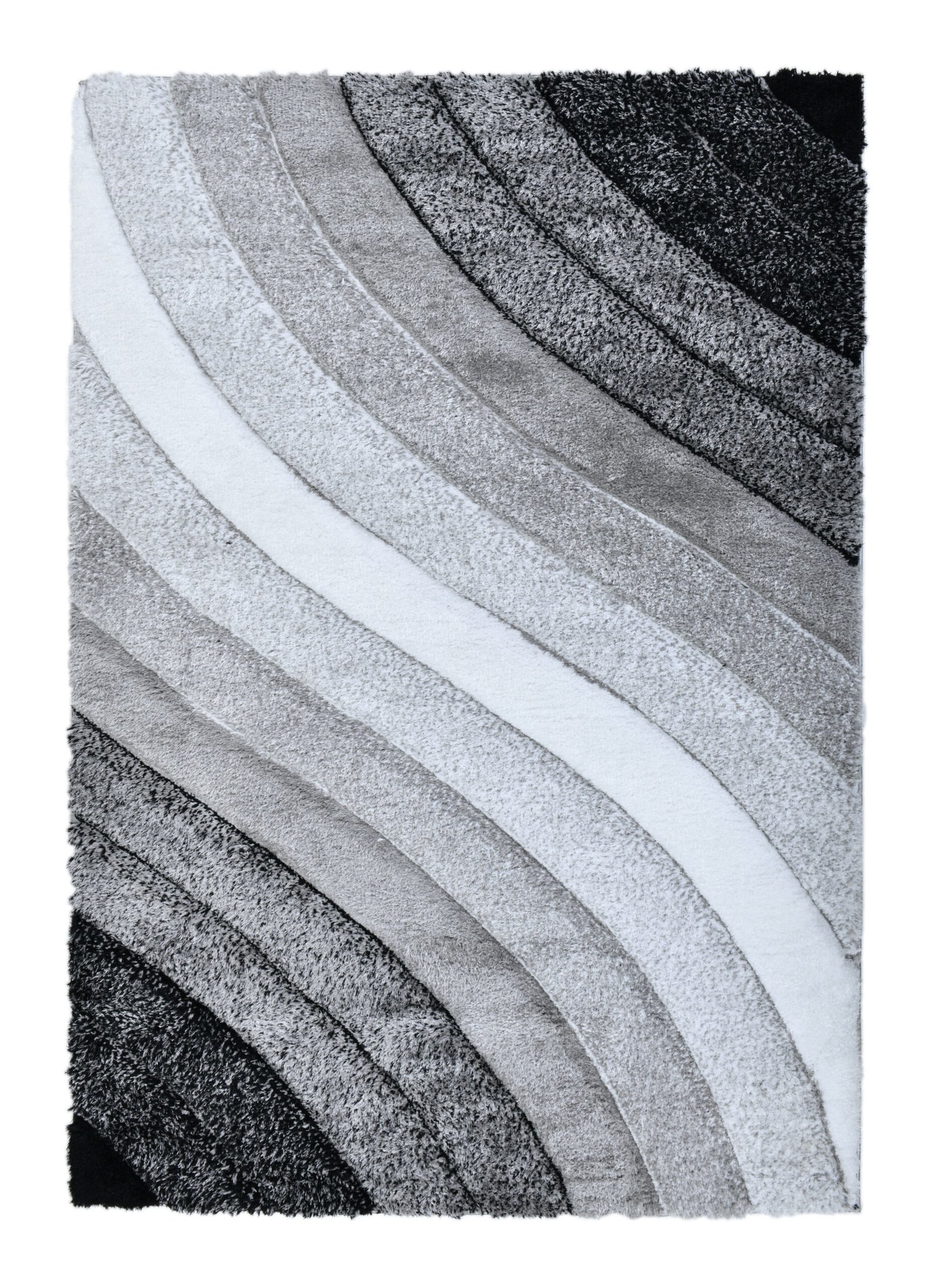 N31-Wavy Stripe – Black & White by RugGuy
