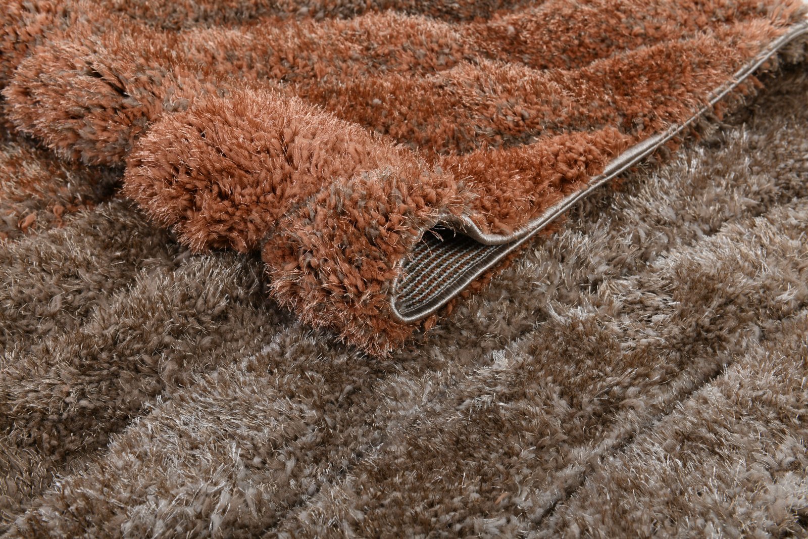 N36-Wavy Stripe – Rust & Grey by RugGuy