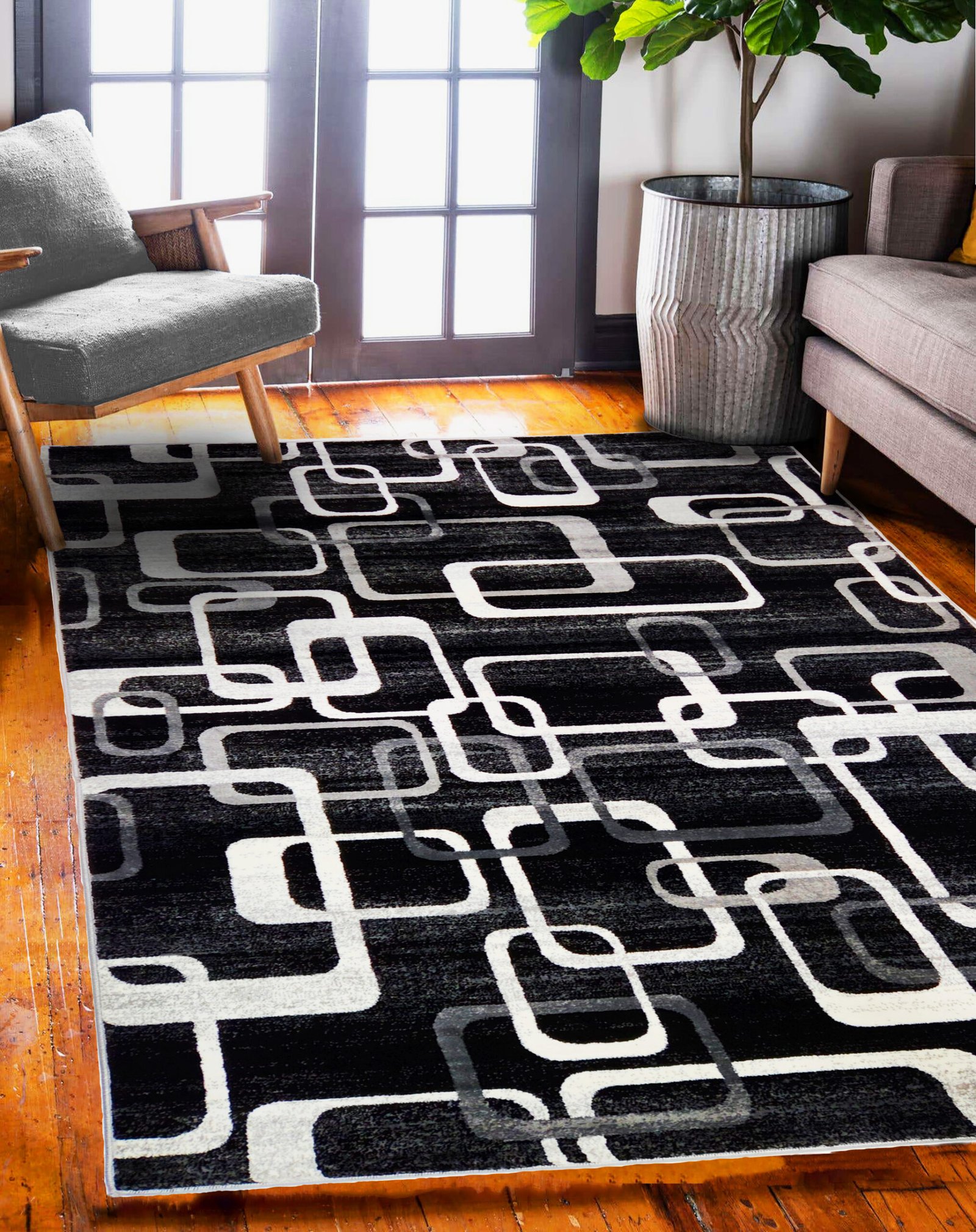 PR-75 Black & Grey Princeton Hand Carved by RugGuy