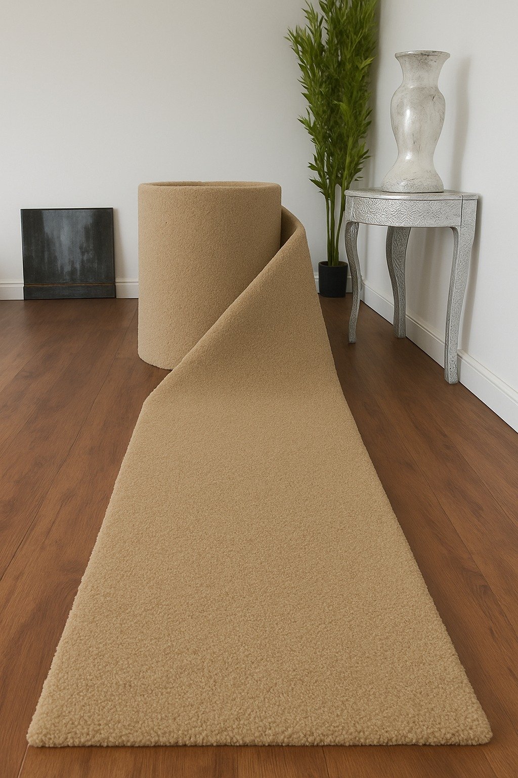 NYC Solid Beige Shag by RugGuy