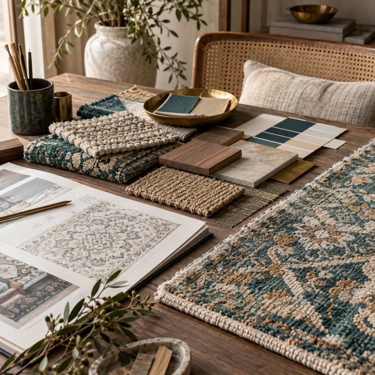 Rug design materials in RugGuy colors