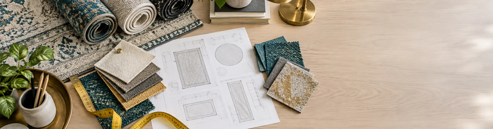 Rug measurement and material guidance desk